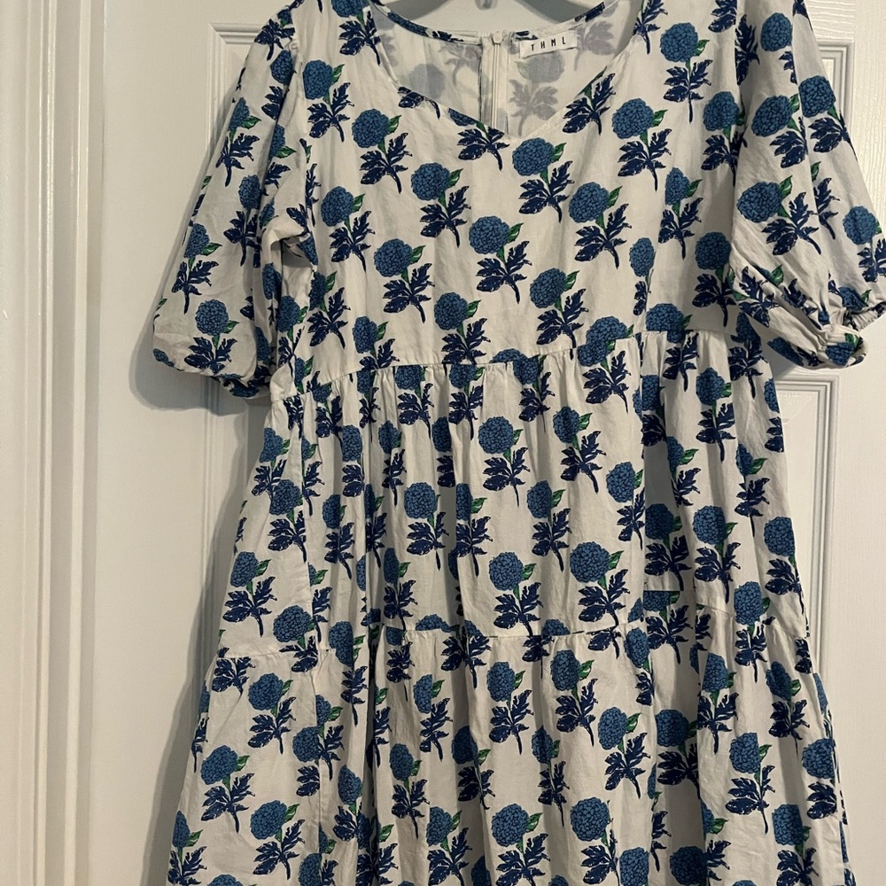 Floral Blue and White THML Dress